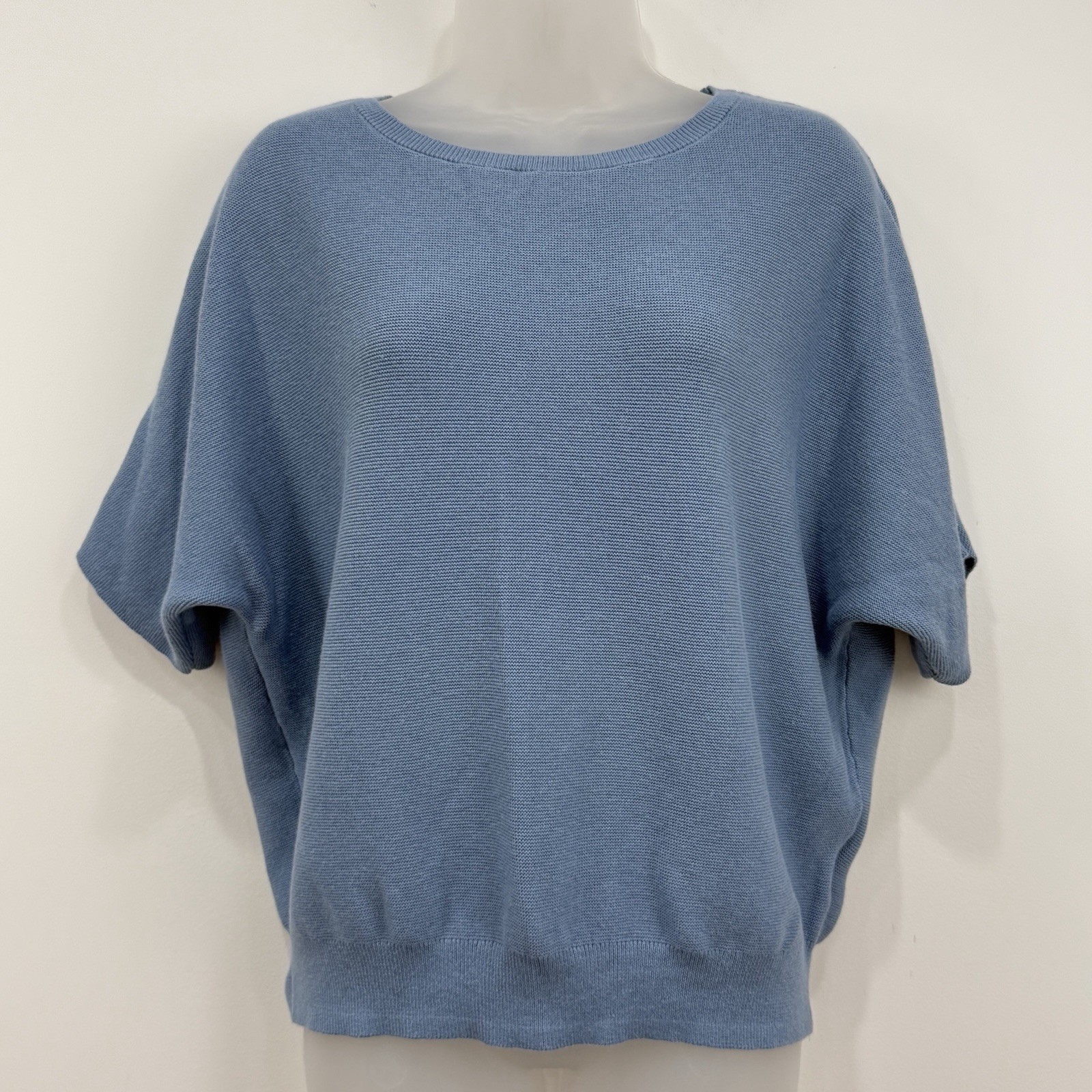 Quince Lightweight Cotton Cashmere Link Stitch Dolman Sweater M Blue Minimalist Quince Lightweight Cotton Cashmere Link Stitch Dolman Sweater M Blue Minimalist