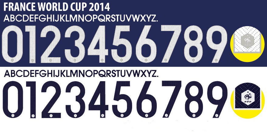 Name&Number Set For France World Cup 2014 Home/Away Retro Football Soccer