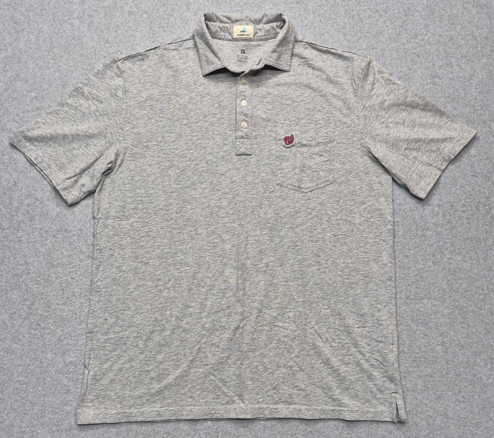 johnnie-O Hangout Polo Shirt Mens L Heather Gray Short Sleeve Pocket Logo