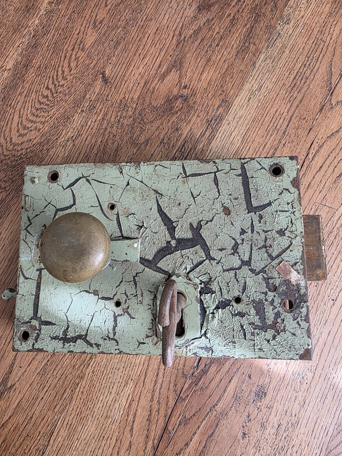 Large Antique Original Door Rim Lock Including Key for Restoration Reclaimed Large Antique Original Door Rim Lock Including Key for Restoration Reclaimed