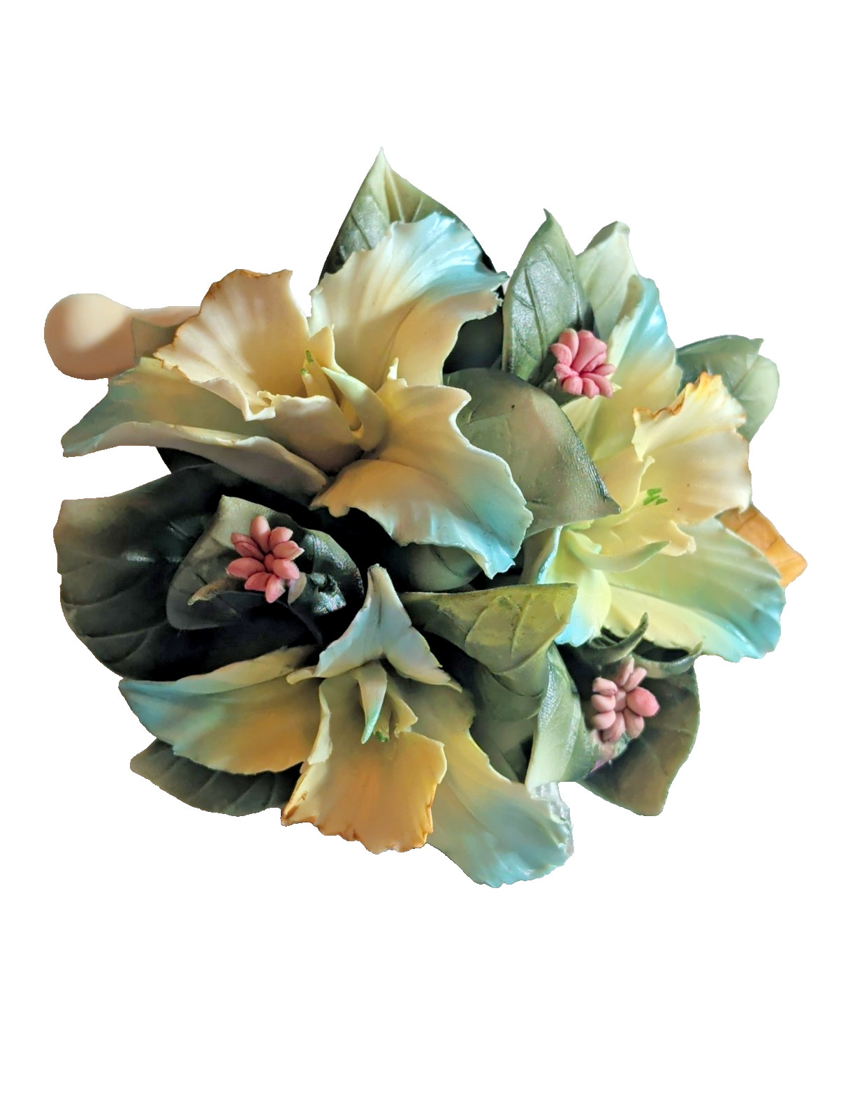 Vintage Capodimonte Porcelain Flower Bouquet Cone Base Handmade Naples Italy