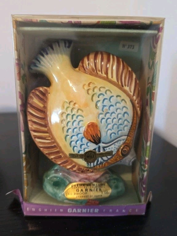 Vintage 1974 Garnier France Fish Liqueur Bottle No 373 - Italy 