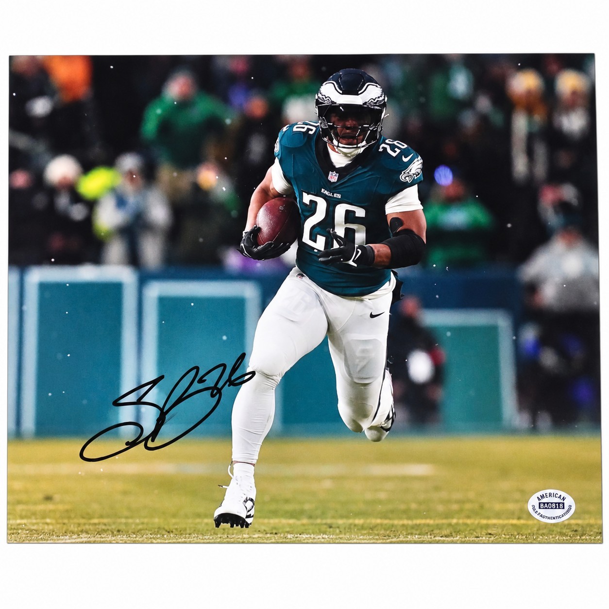 Saquon Barkley Signed Autographed 11x14 Photo Poster Philadelphia Eagles w/ COA Saquon Barkley Signed Autographed 11x14 Photo Poster Philadelphia Eagles w/ COA