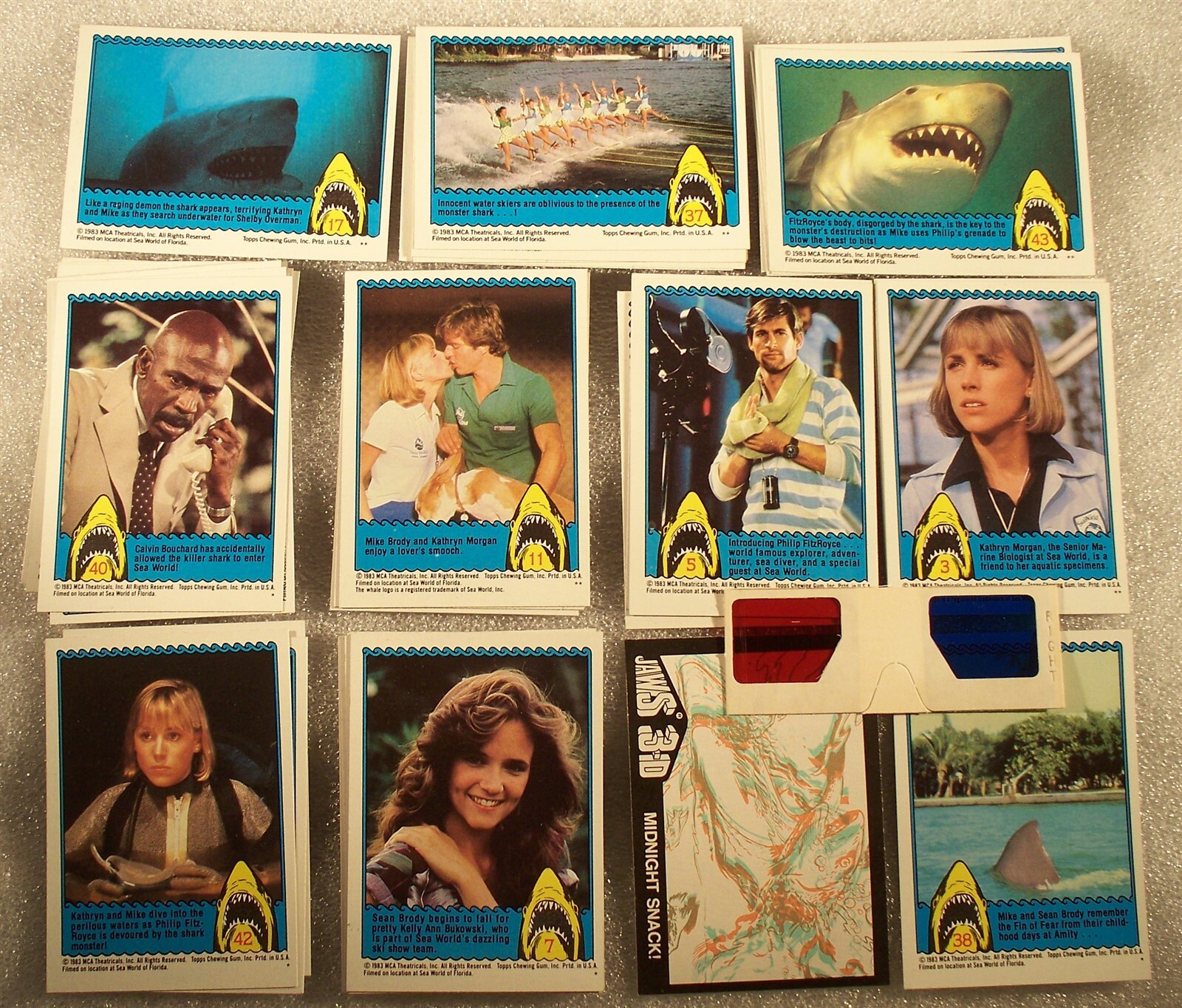 JAWS 3D card set with original 3-d glasses 44 cards JAWS 3D card set with original 3-d glasses 44 cards