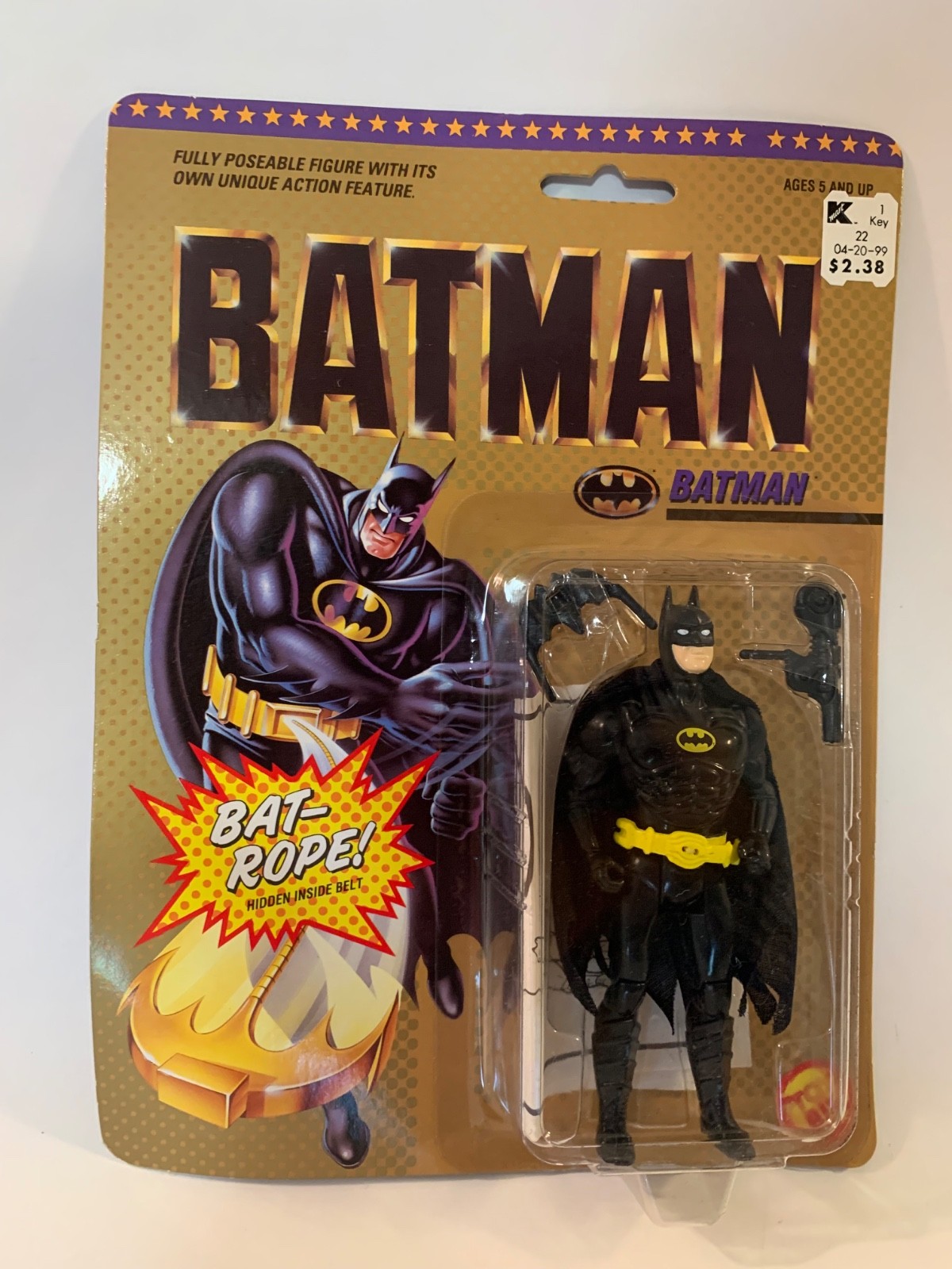 Vintage 1989 Toybiz Batman Bat Rope Action Figure DC Comics