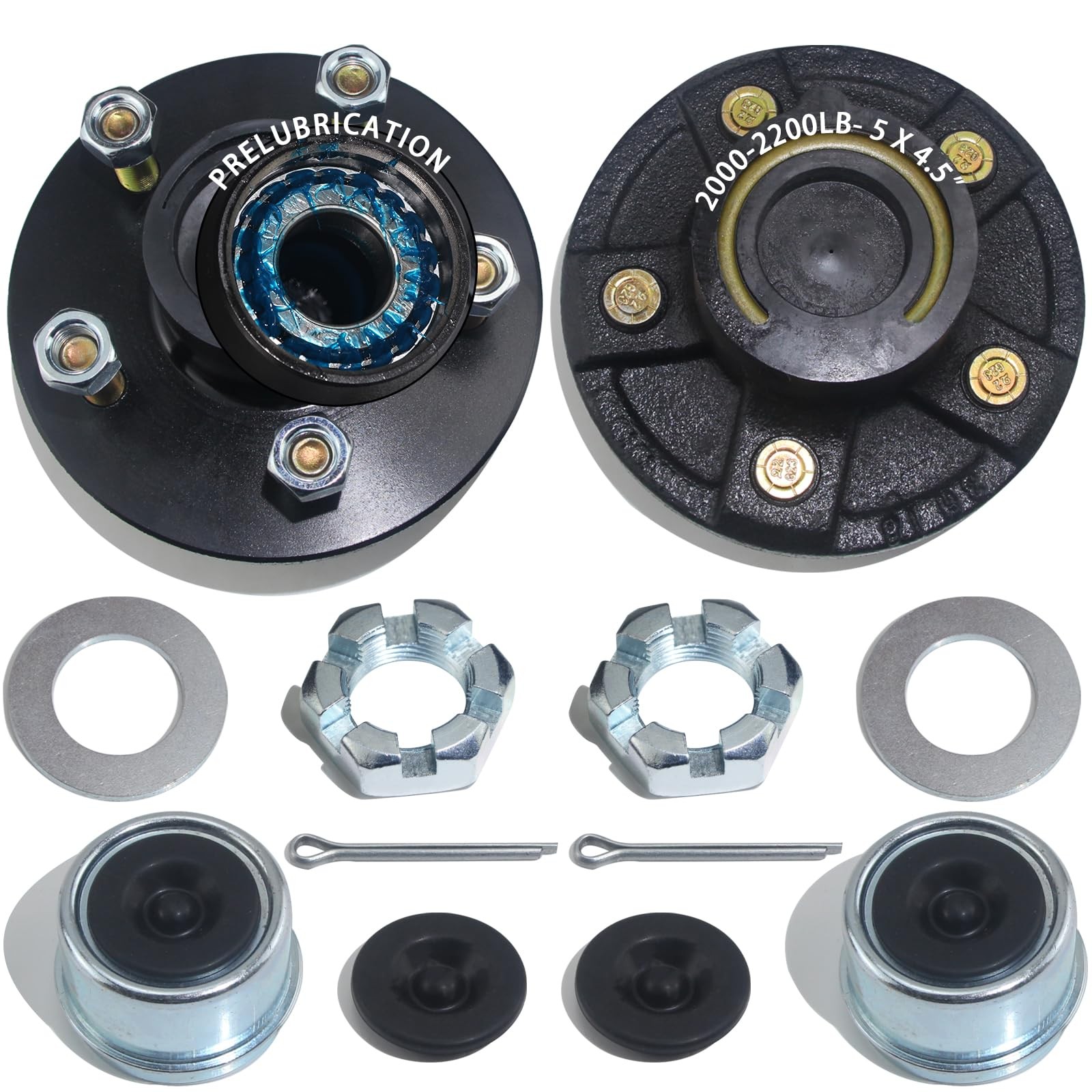 iBroPrat 2 Sets Trailer Hub Kit 5 Bolt 4.5\