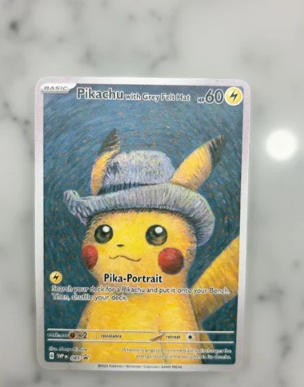 Pikachu Grey Felt Hat Gold ~ Pokémon Stainless Steel Gift/Display/Gold Metal