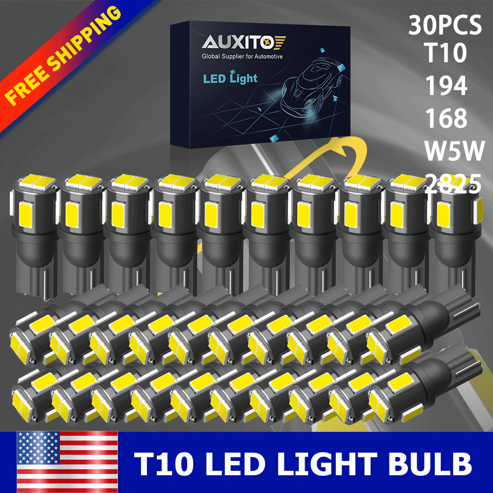 2/10/20/30X T10 LED License Plate Light Bulbs 6000K Super Bright White 168 2825