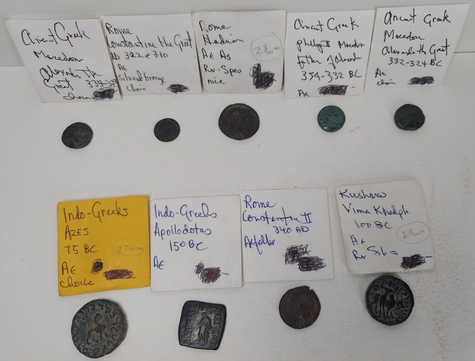 9 Ancient Coins Lot, Roman, Greek and Indo Greek Coins , Reasonable Best Offer