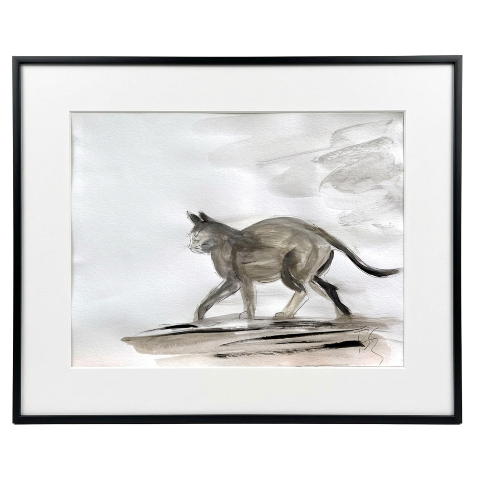 EMBRY Original Abstract 11x14 Acrylic Cat Painting 