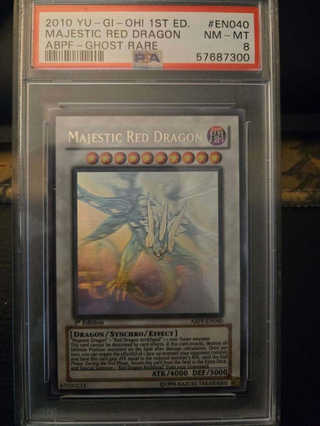 Majestic Red Dragon, Ghost Rare (ABPF-EN040), 1st Edition, PSA 8 Majestic Red Dragon, Ghost Rare (ABPF-EN040), 1st Edition, PSA 8