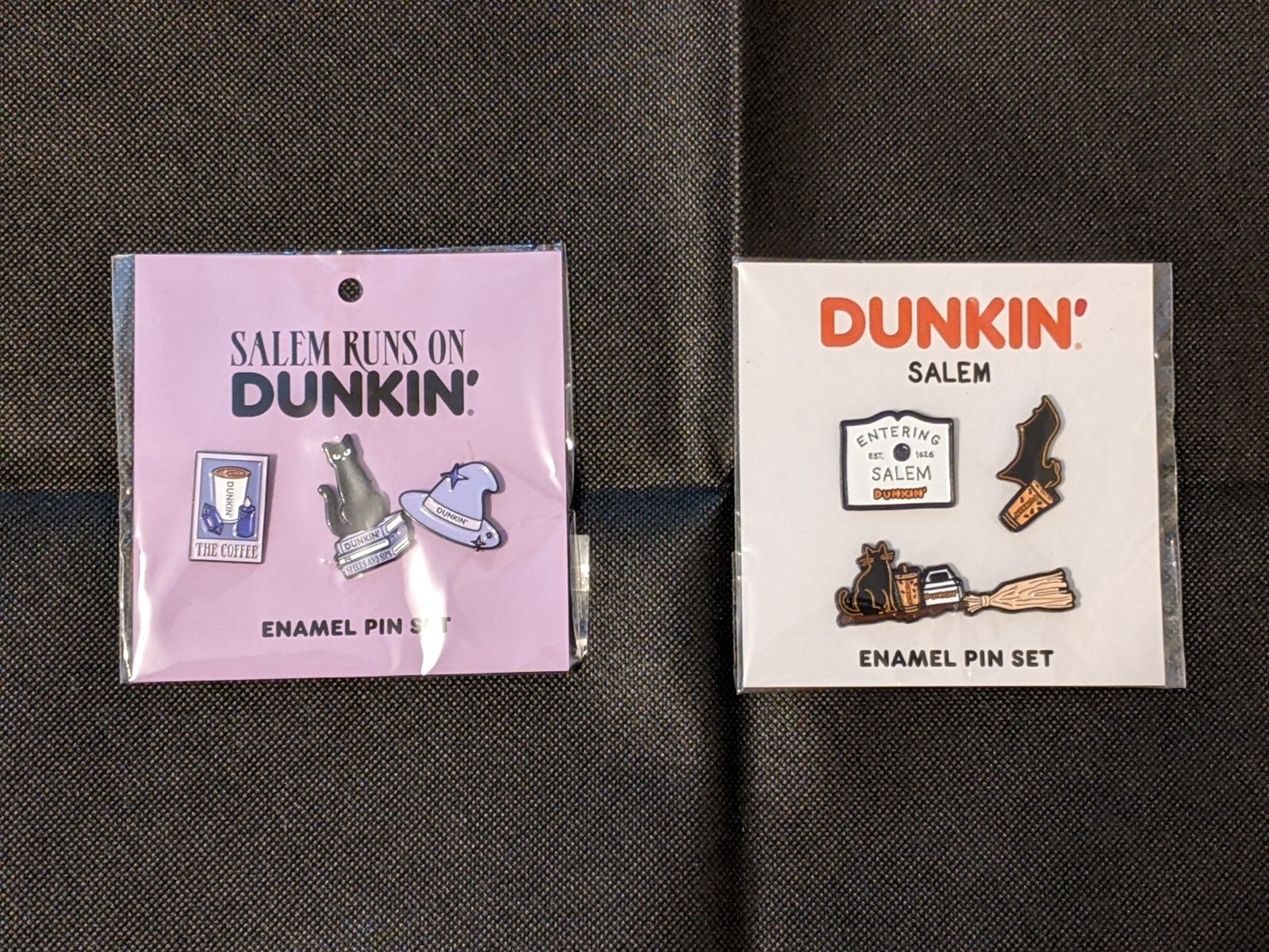 2025 & 2026 Salem Runs On Dunkin - (2) Enamel Pin Set Of 3 Pins - Halloween 2026