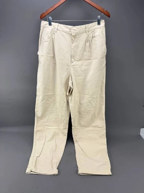 GAP Womens Beige/Cream Pleated Cotton Pants Size 12 Tall GAP Womens Beige/Cream Pleated Cotton Pants Size 12 Tall