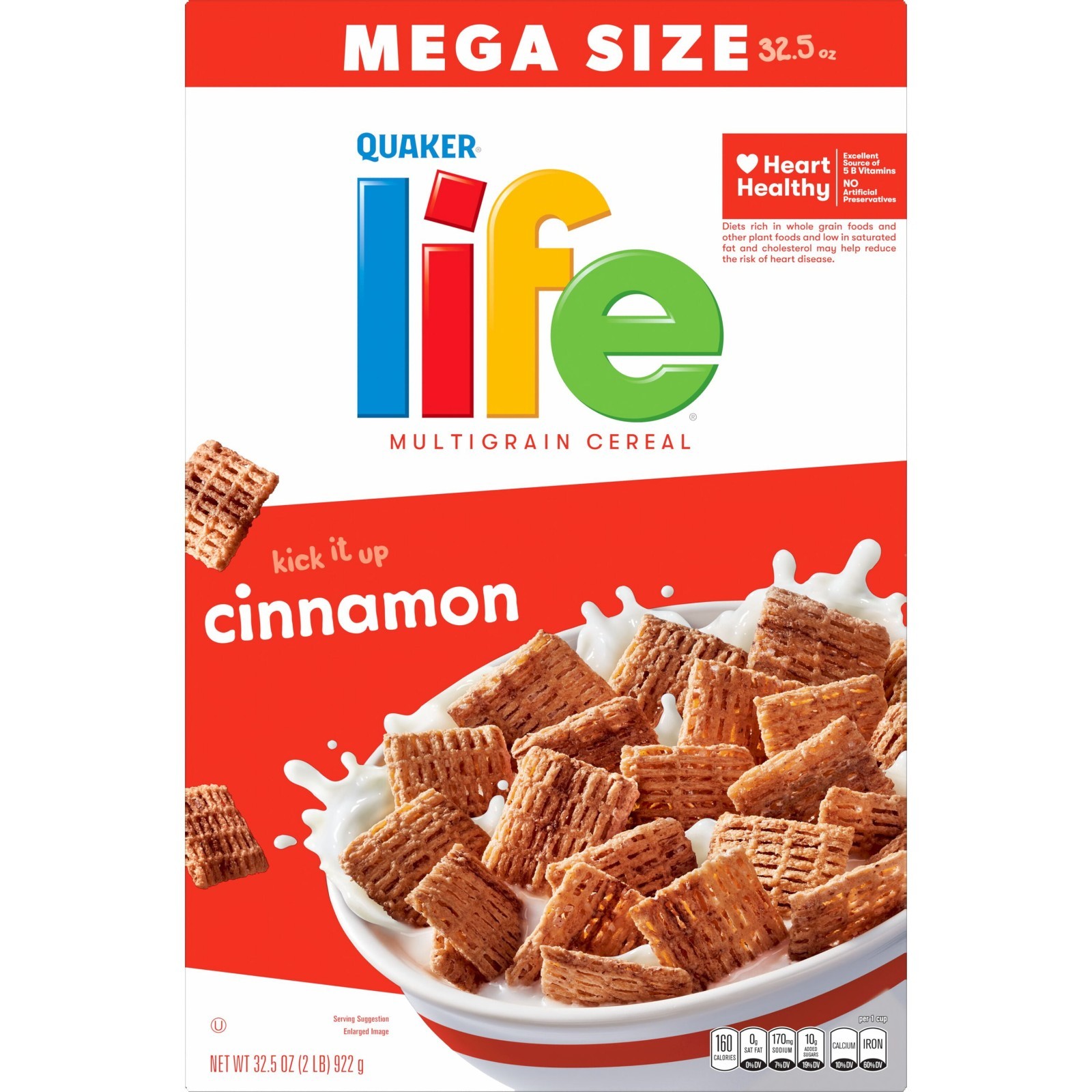 Quaker Life Cinnamon Cereal, Mega Size (32.5 oz)