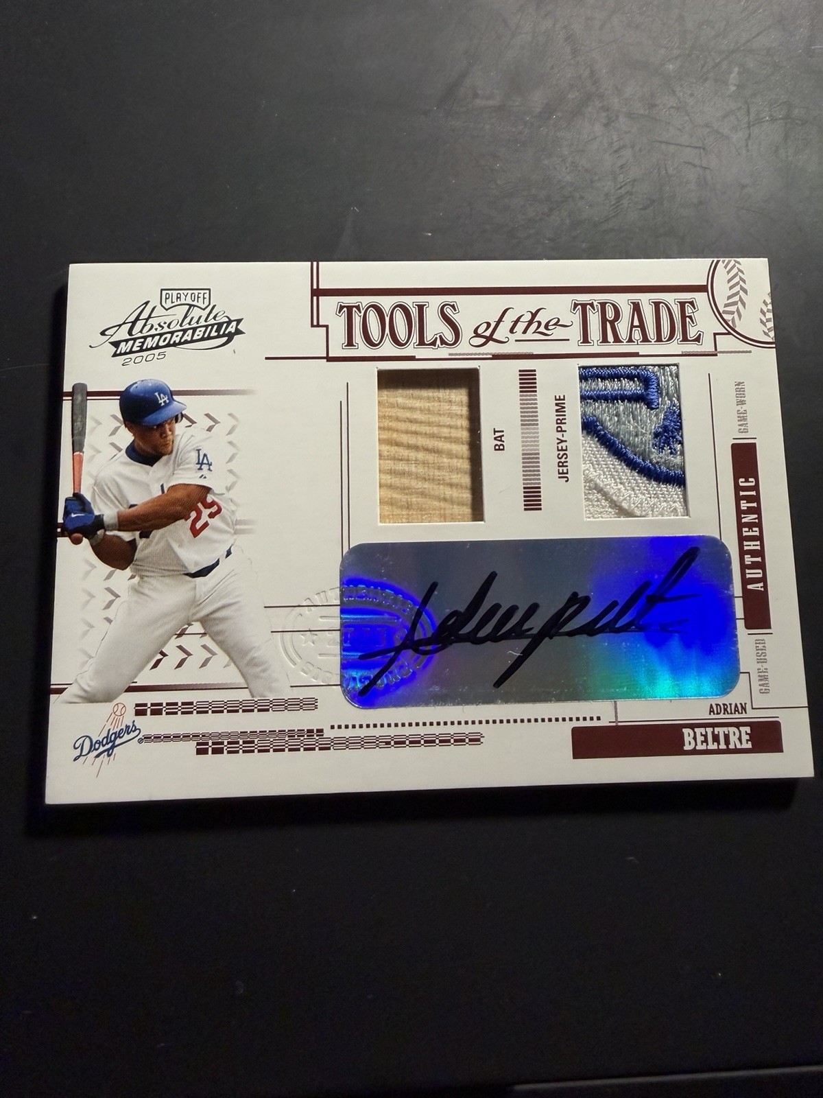 2005 Playoff Absolute Memorabilia - Tools of the Trade Adrian Beltre #/15 AU MEM 2005 Playoff Absolute Memorabilia - Tools of the Trade Adrian Beltre #/15 AU MEM