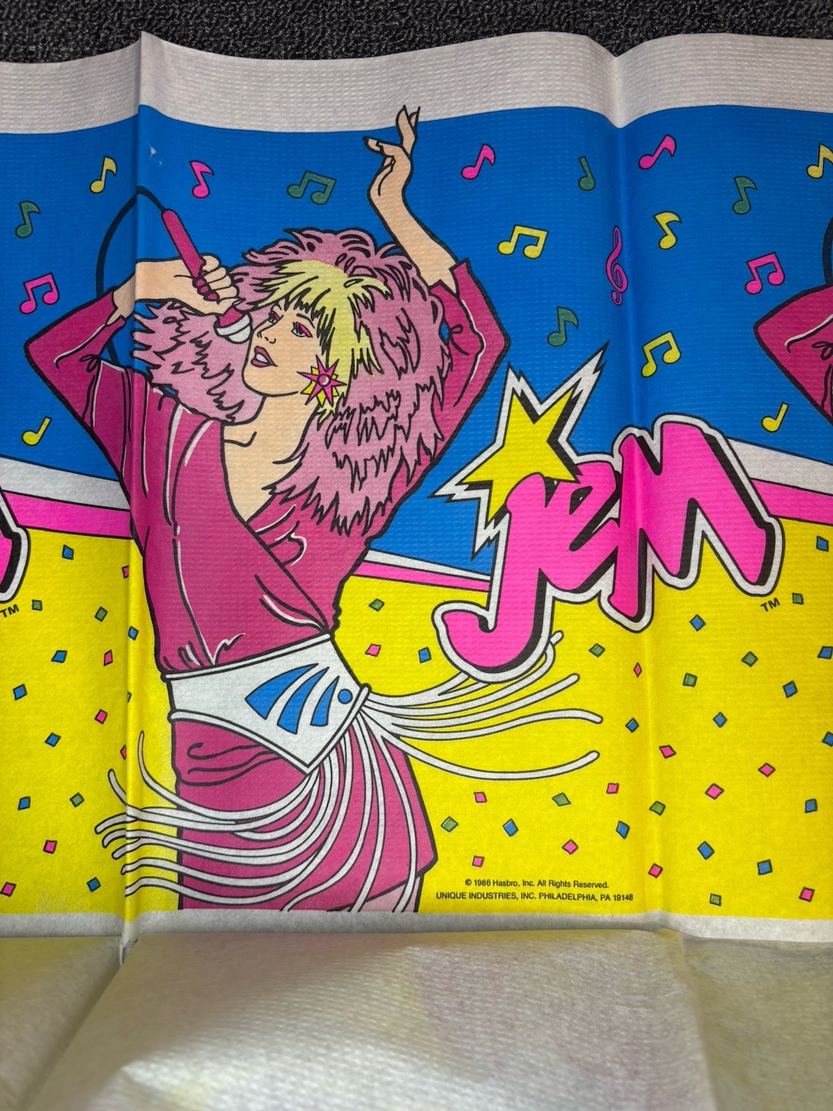 Vintage 1986 Jem and the Holograms Paper Tablecover NOS Unused Toys R Us