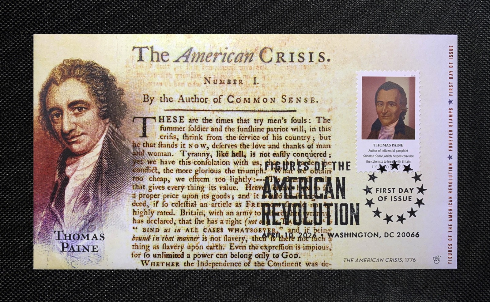 2026 Figures of the American Revolution FDC: Thomas Paine: Cachets Ciccolella 2026 Figures of the American Revolution FDC: Thomas Paine: Cachets Ciccolella
