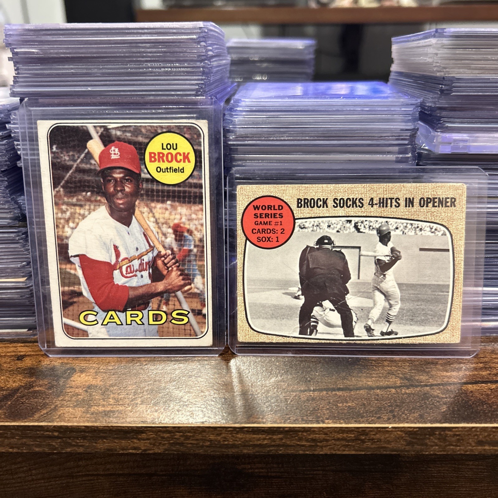 1969 Topps #85 Lou Brock Cards plus bonus 1968 Brock World Series Card