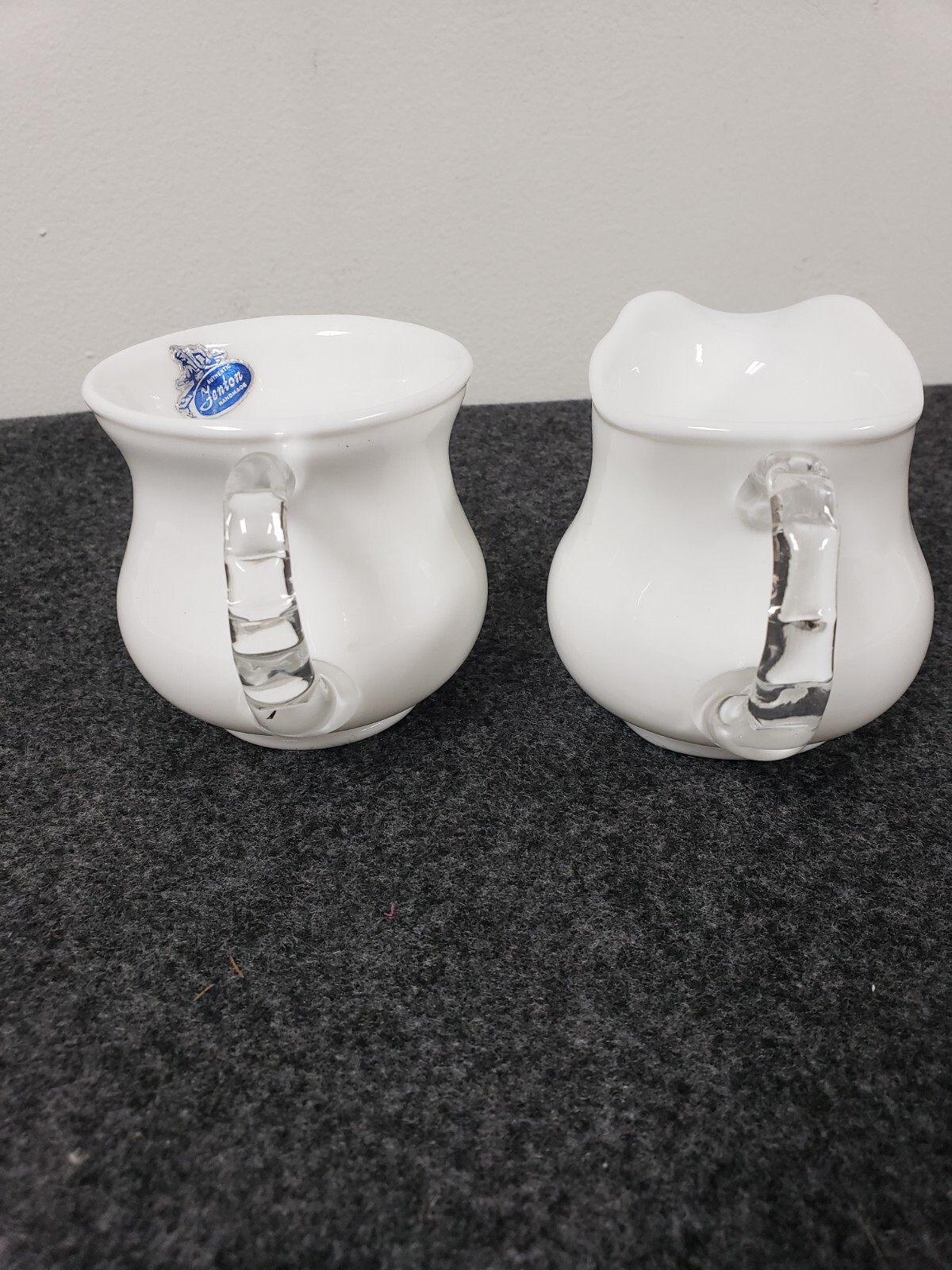 Fenton Silver Crest Creamer And Open Glass Sugar Bowl White Opalescent vintage Fenton Silver Crest Creamer And Open Glass Sugar Bowl White Opalescent vintage