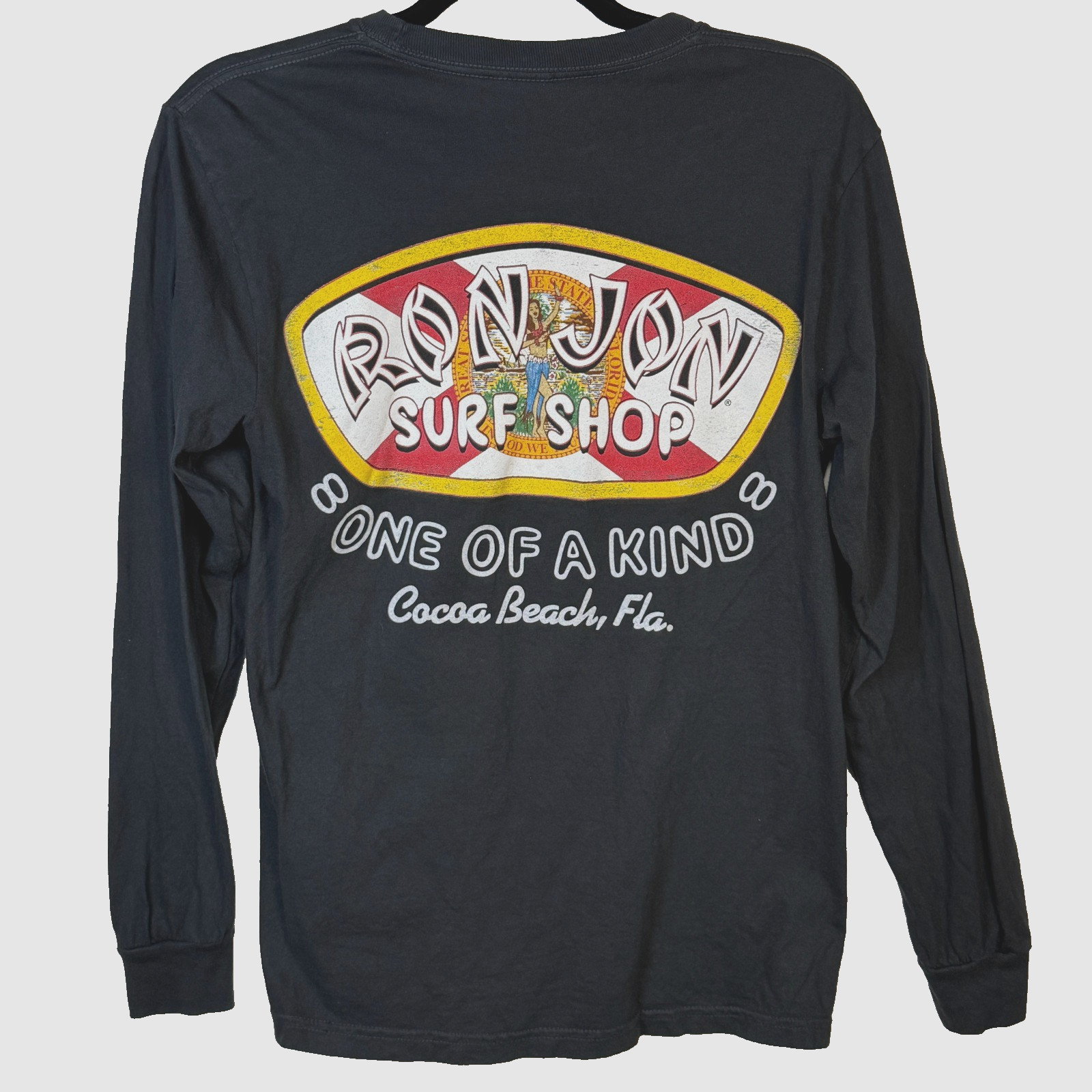 Brand New Ron Jon Surf Shop Men\'s Long Sleeve T-Shirt Black Size S Cotton