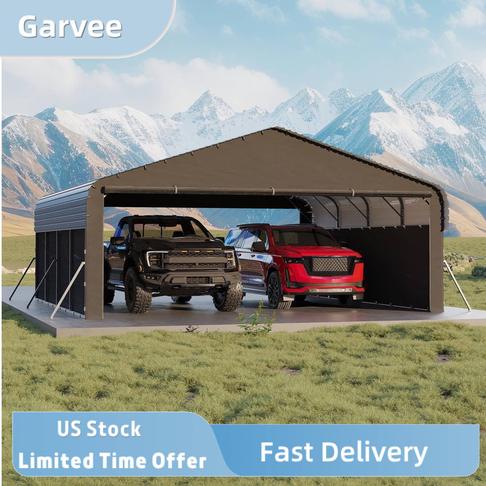 2 Vehicle Storage Space Offered By This 20\'X20\'X10\' Metal Carport, Enclosed All- 2 Vehicle Storage Space Offered By This 20\'X20\'X10\' Metal Carport, Enclosed All-