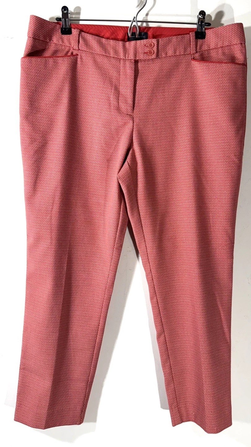 The Limited Cropped Pants Women\'s Size 14 Ankle Straight Red Houndstooth 2010’s The Limited Cropped Pants Women\'s Size 14 Ankle Straight Red Houndstooth 2010’s
