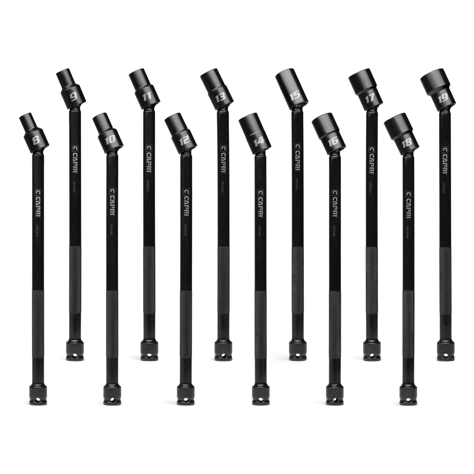 Capri Tools 3/8 in. Drive Pinless Universal Long Extension Impact Socket Set, MM
