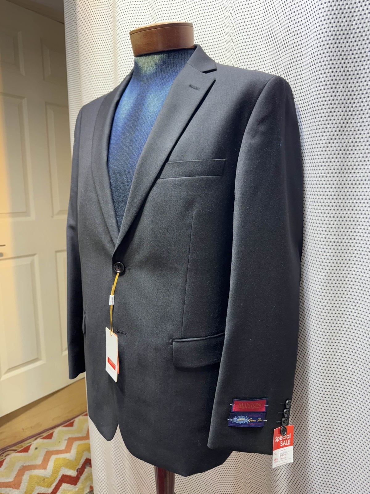 Mantoni Men's 2 Piece Solid Black Suit Mantoni Men's 2 Piece Solid Black Suit