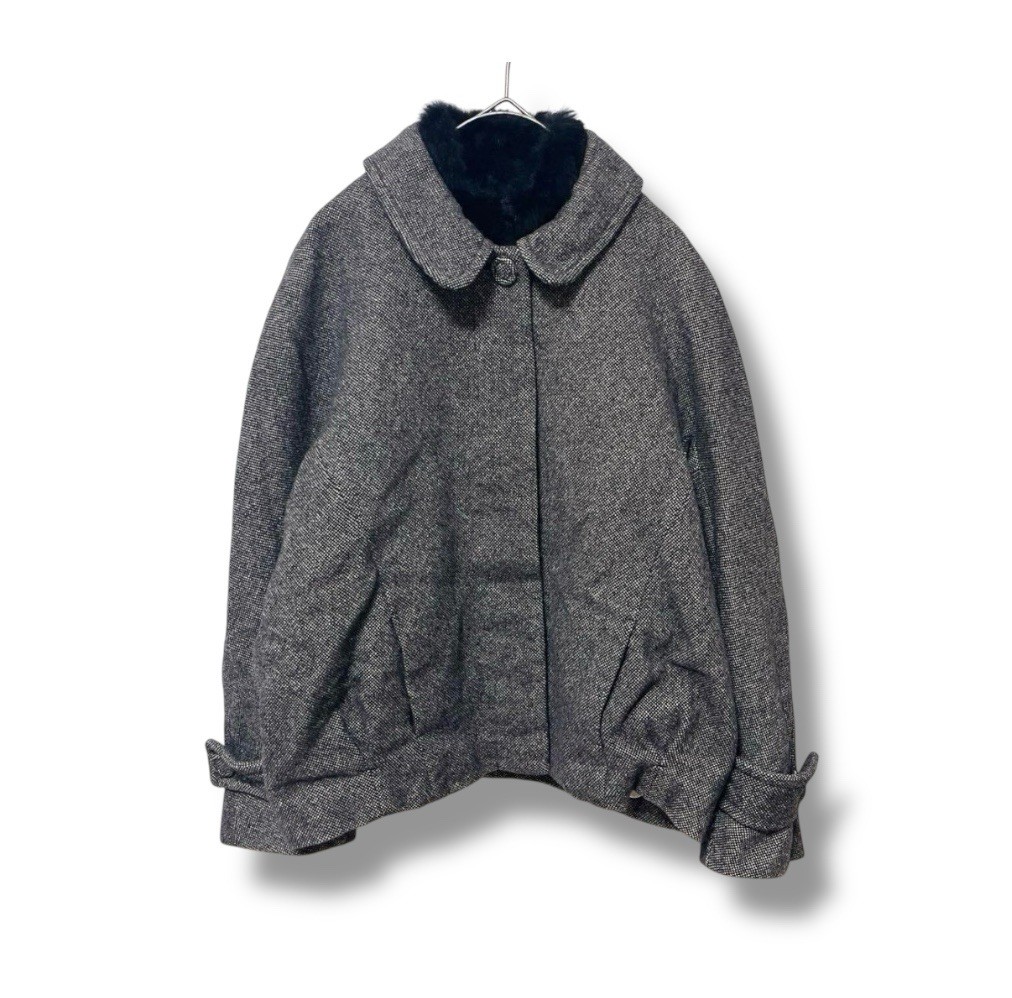 Vanessa Bruno Rabbit Fur Twill Women’s Coat Removal Fur Collar Silk Lining