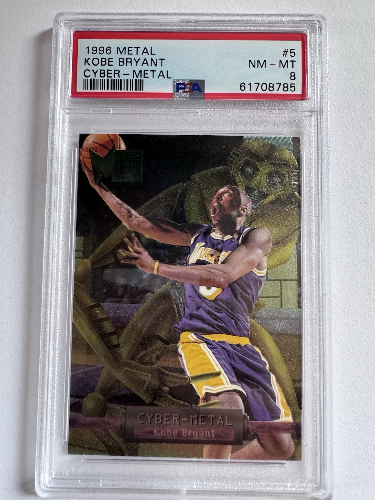 Fleer 1996-97 Metal Cyber-Metal Kobe Bryant RC #5 Los Angeles Lakers PSA 8