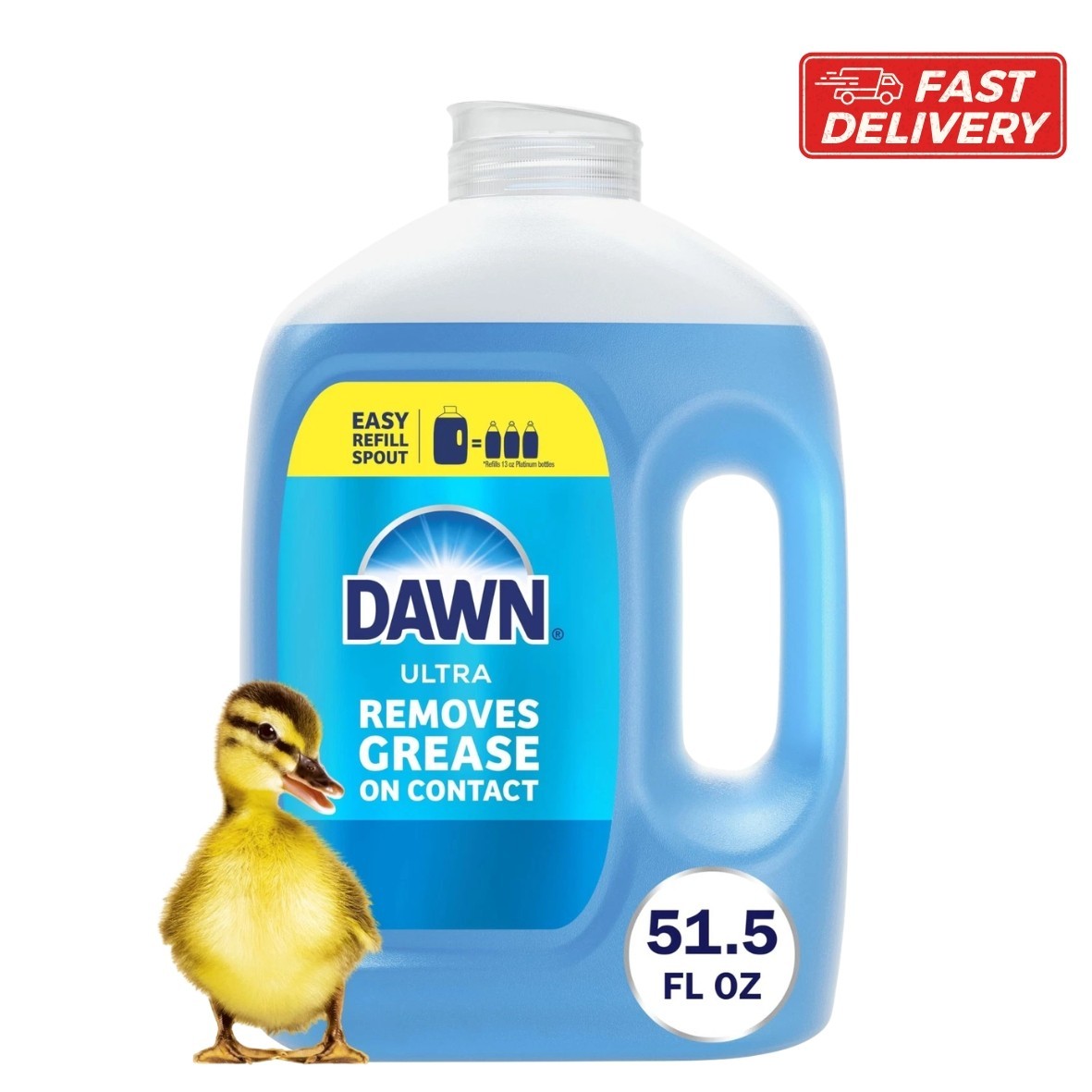 Dawn Ultra Original Dish Soap Refill Jug, Large Size Blue Liquid Dishwashing Det