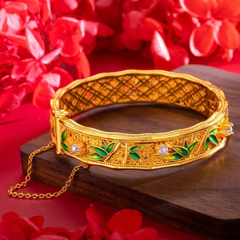 Gold Plated Exquisite Fashion Bangle Women New Chinese Style