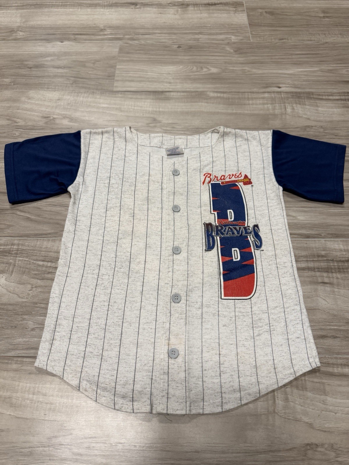 Vtg 1994 Atlanta Braves Pinstripe Baseball Jersey Shirt Made In USA XL 90s Rare Vtg 1994 Atlanta Braves Pinstripe Baseball Jersey Shirt Made In USA XL 90s Rare
