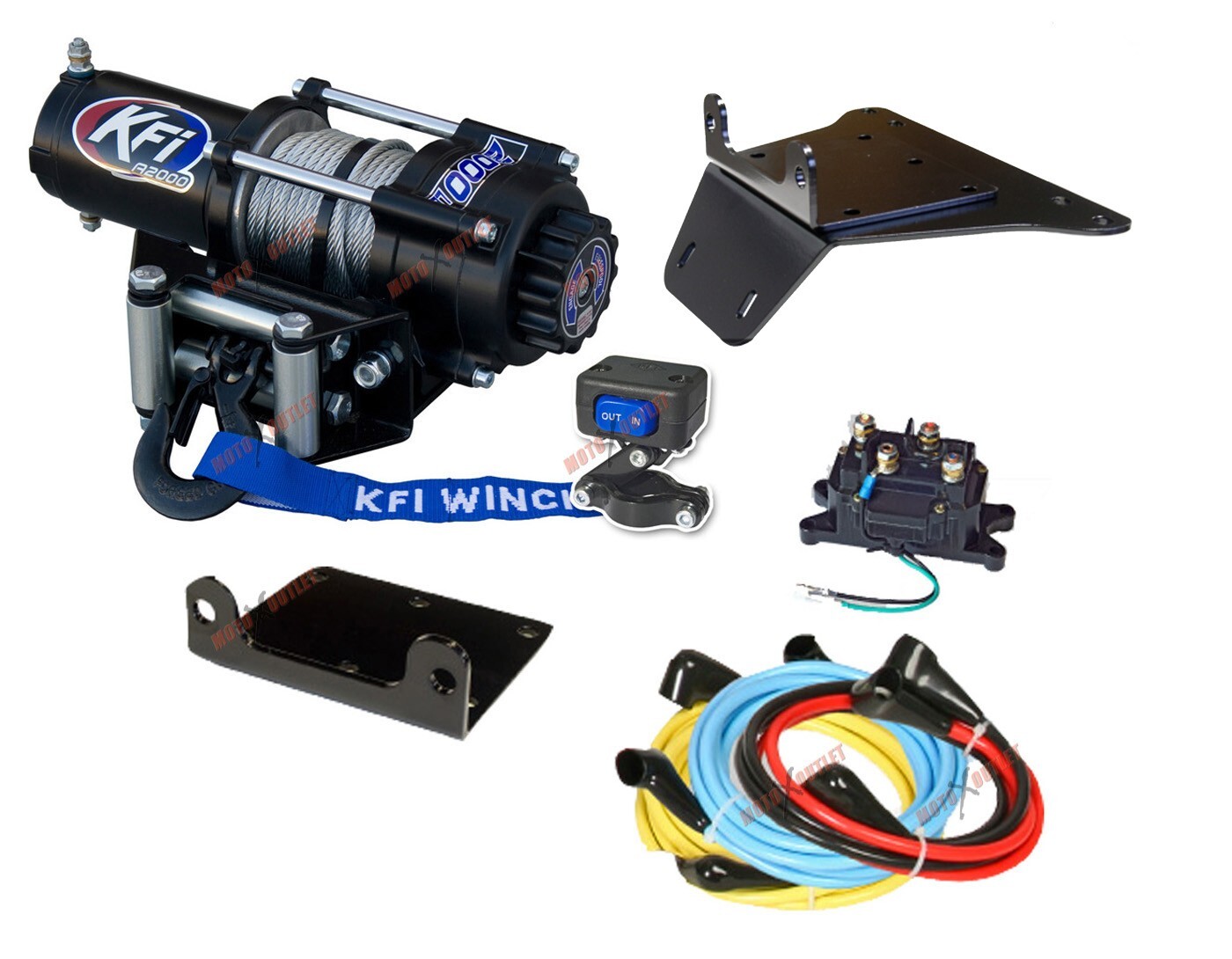 Polaris 400 Scrambler Winch and Mount Plate Kit 1997-2002 2000 lbs KFI ATV