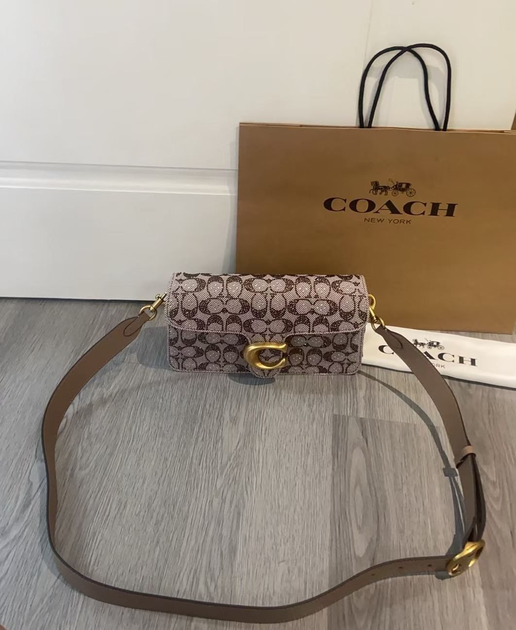 Tabby Shoulder Bag 26 Crystal Signature Jacquard (Beige) CDZ34 Shoulder Bag Tabby Shoulder Bag 26 Crystal Signature Jacquard (Beige) CDZ34 Shoulder Bag