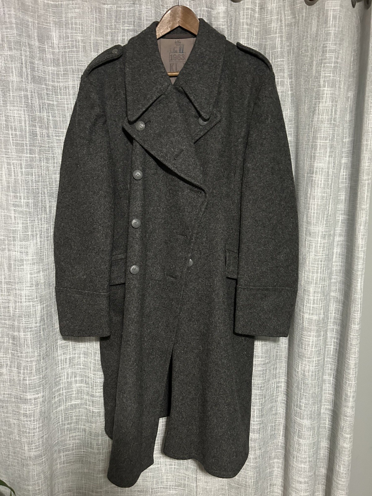 Vintage 1963 Military Trench Coat Long Gray Wool Danish Civilforsvaret M KL II Vintage 1963 Military Trench Coat Long Gray Wool Danish Civilforsvaret M KL II