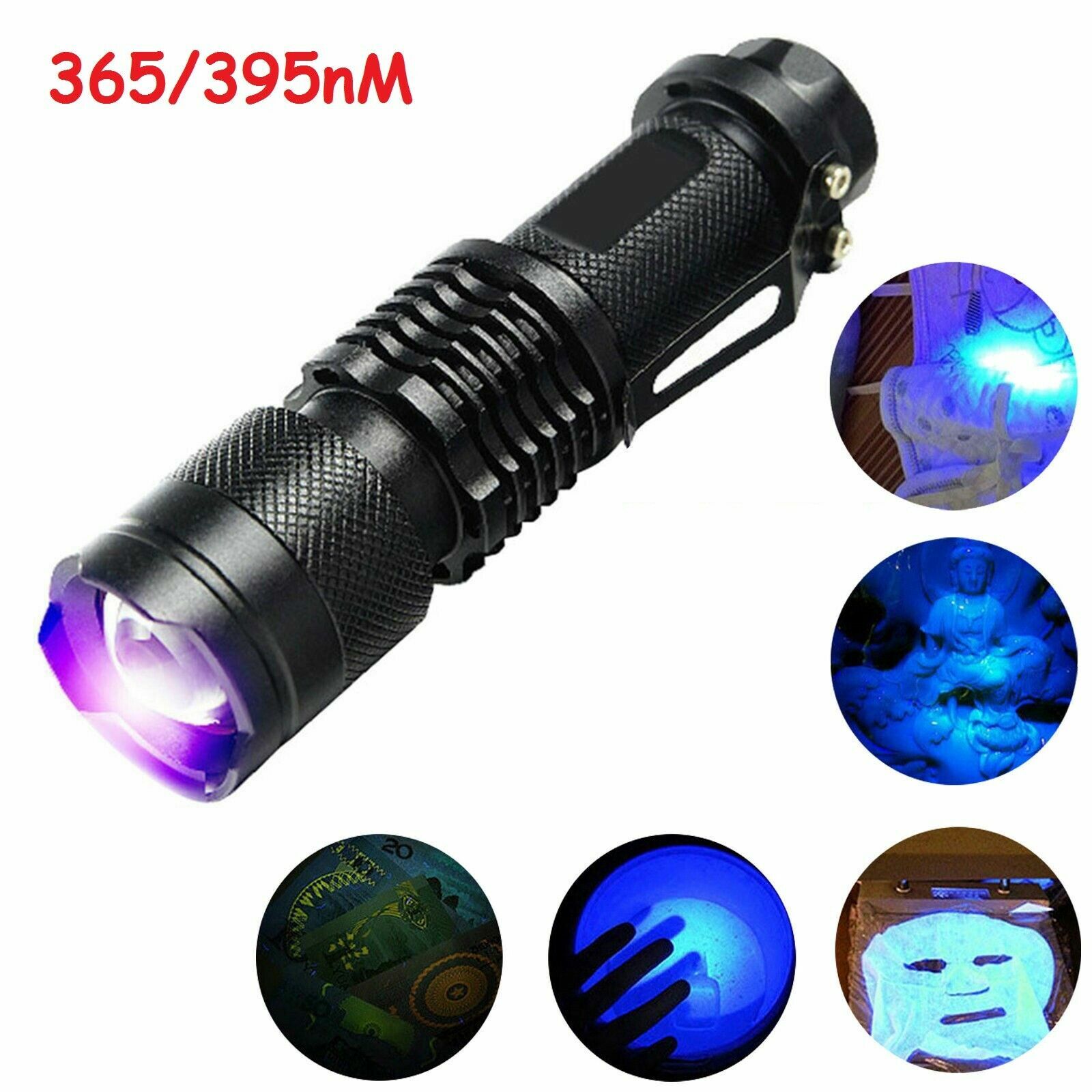 NEW UV Ultraviolet Flashlight Black Light 395nm 365nm Detector Urine Pet Stains