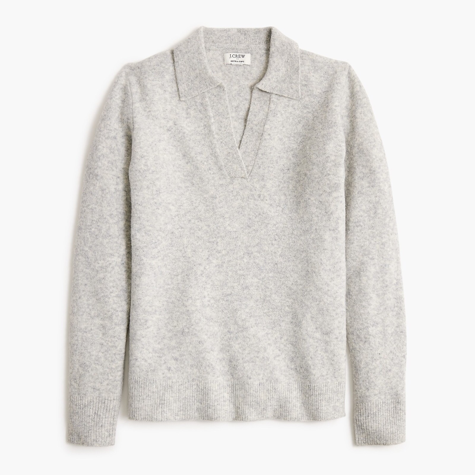 J.Crew Factory Size S Sweater-polo in Extra-soft Yarn Hthr Platinum Gray Knit J.Crew Factory Size S Sweater-polo in Extra-soft Yarn Hthr Platinum Gray Knit