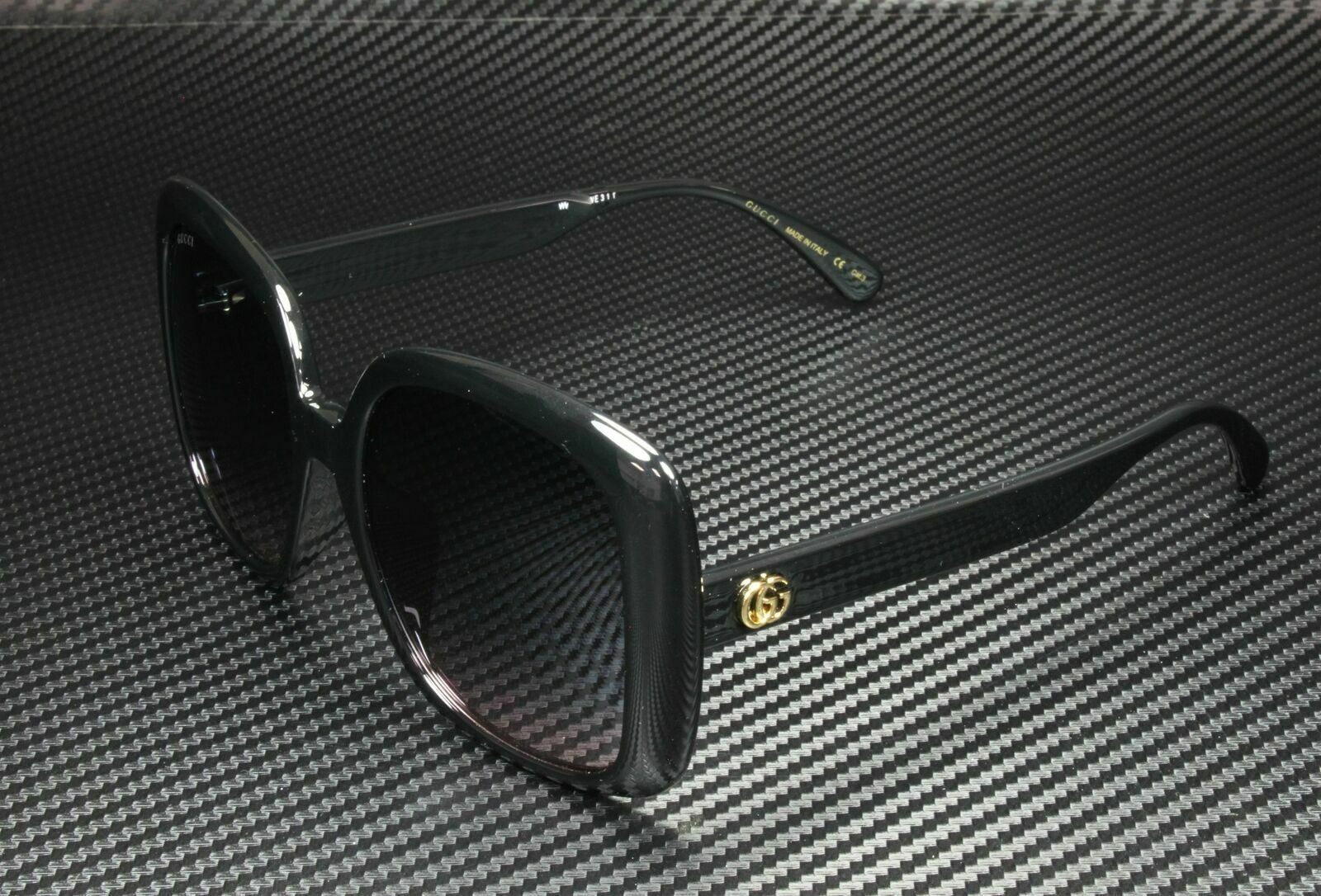 GUCCI GG0714SA 002 Square Black Blue Gradient Women\'s Sunglasses 56mm