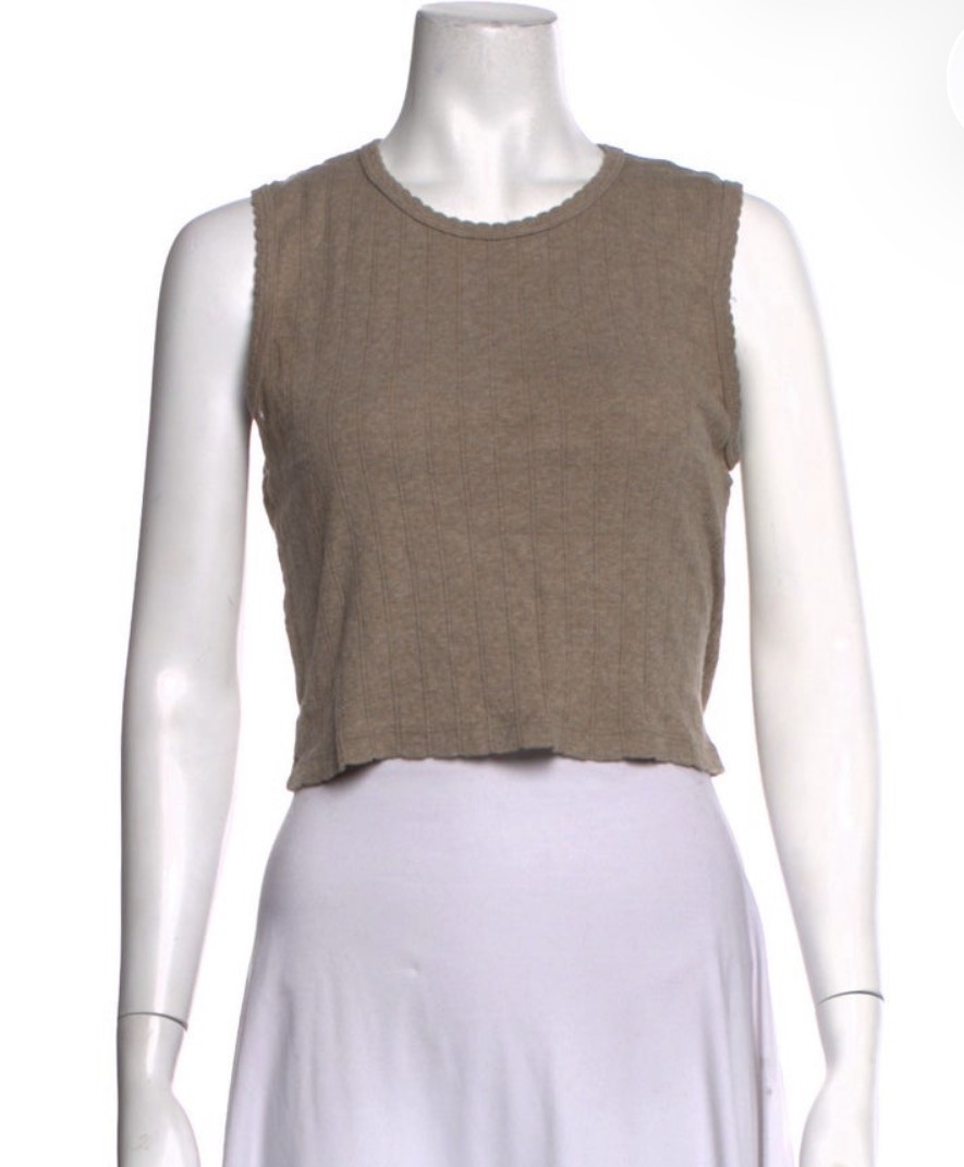 Leset pointelle sleeveless crew beige –L
