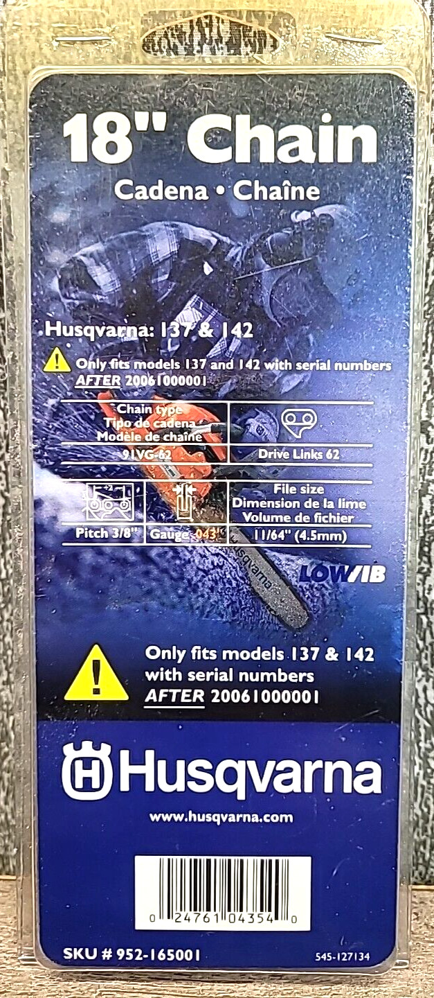 Husqvarna 18” Chain Genuine OEM For 137 & 142  3/8\