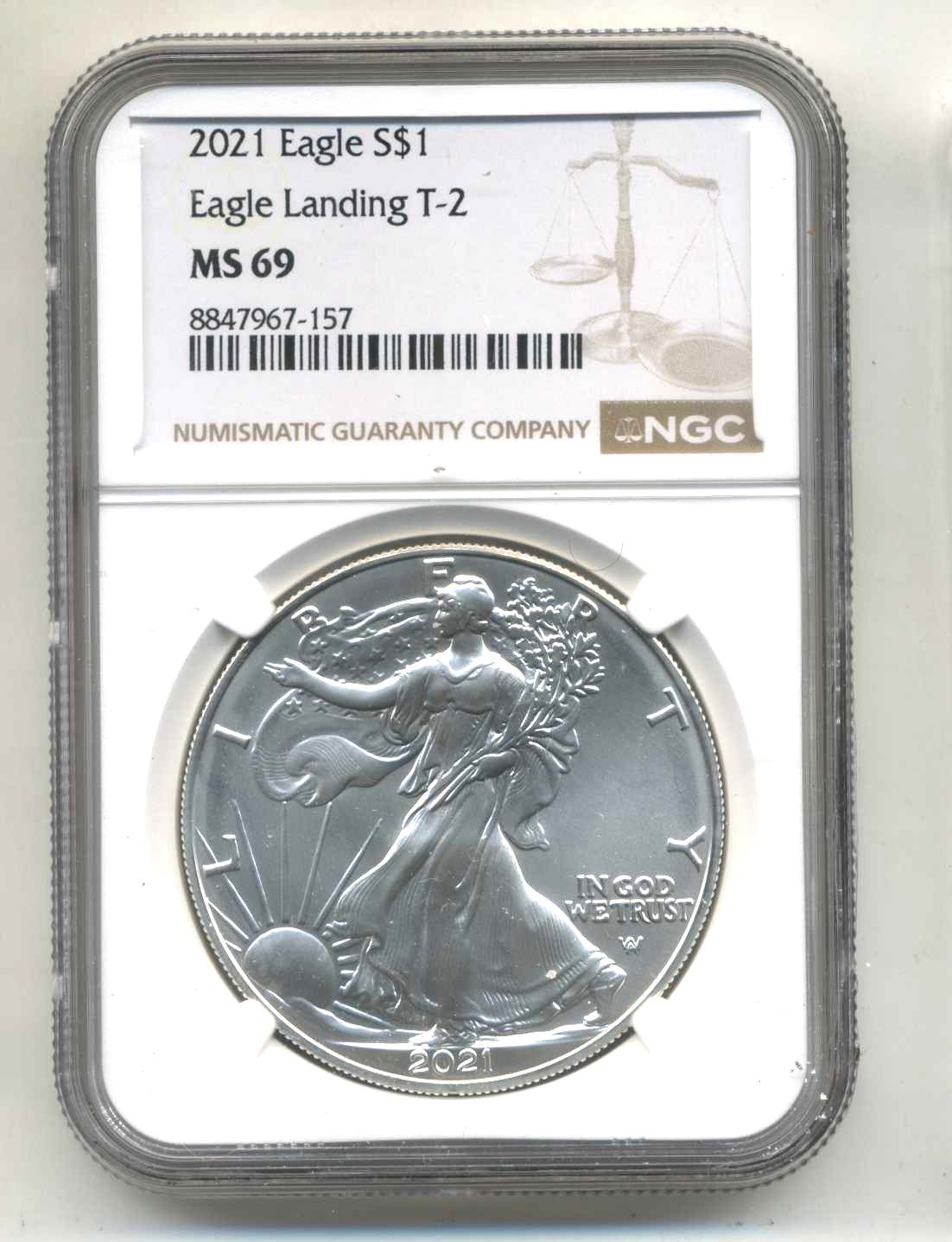 .999 ONE OZ 2021 American Silver Eagle Coin 999 T 2 NGC MS69 1 OUNCE COIN#1404 .999 ONE OZ 2021 American Silver Eagle Coin 999 T 2 NGC MS69 1 OUNCE COIN#1404