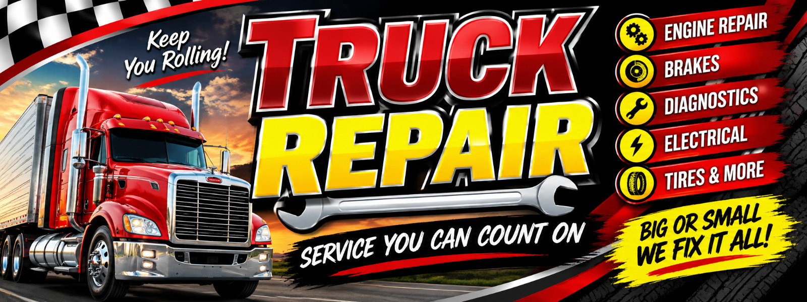 3ft x 8ft TRUCK REPAIR Vinyl Banner- (CAN BE PERSONALIZED) 3ft x 8ft TRUCK REPAIR Vinyl Banner- (CAN BE PERSONALIZED)