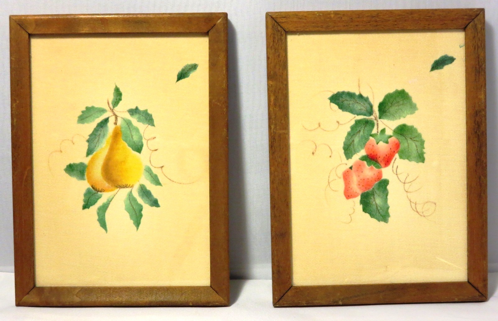 Velour Folk Art Wall Hangings 2 Painted Pr Framed Originals Hand Painted Fruit Velour Folk Art Wall Hangings 2 Painted Pr Framed Originals Hand Painted Fruit