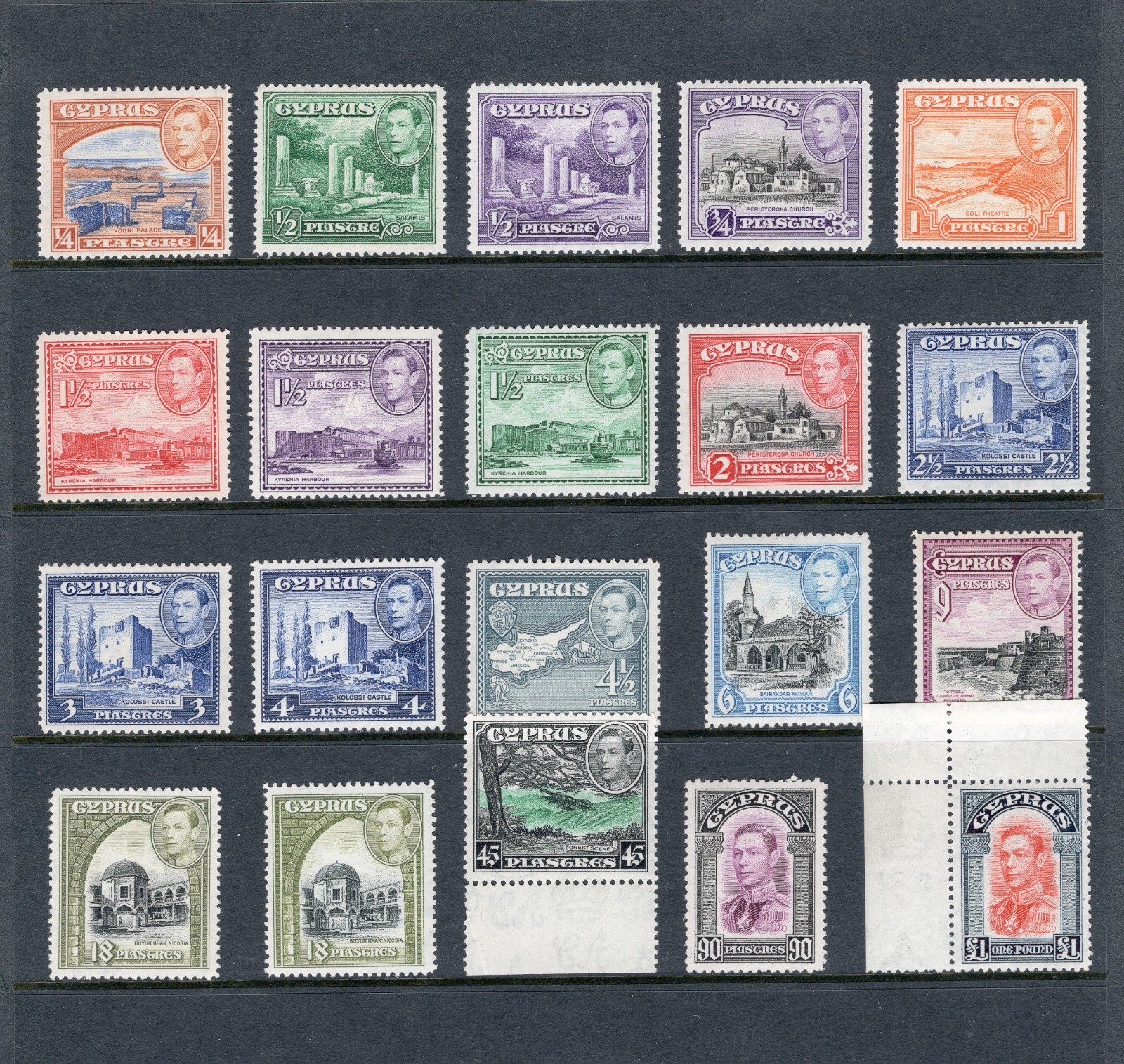 KGVI 1938-51 CYPRUS DEFINITIVE SET TO £1 SG 151-163 MNH KGVI 1938-51 CYPRUS DEFINITIVE SET TO £1 SG 151-163 MNH