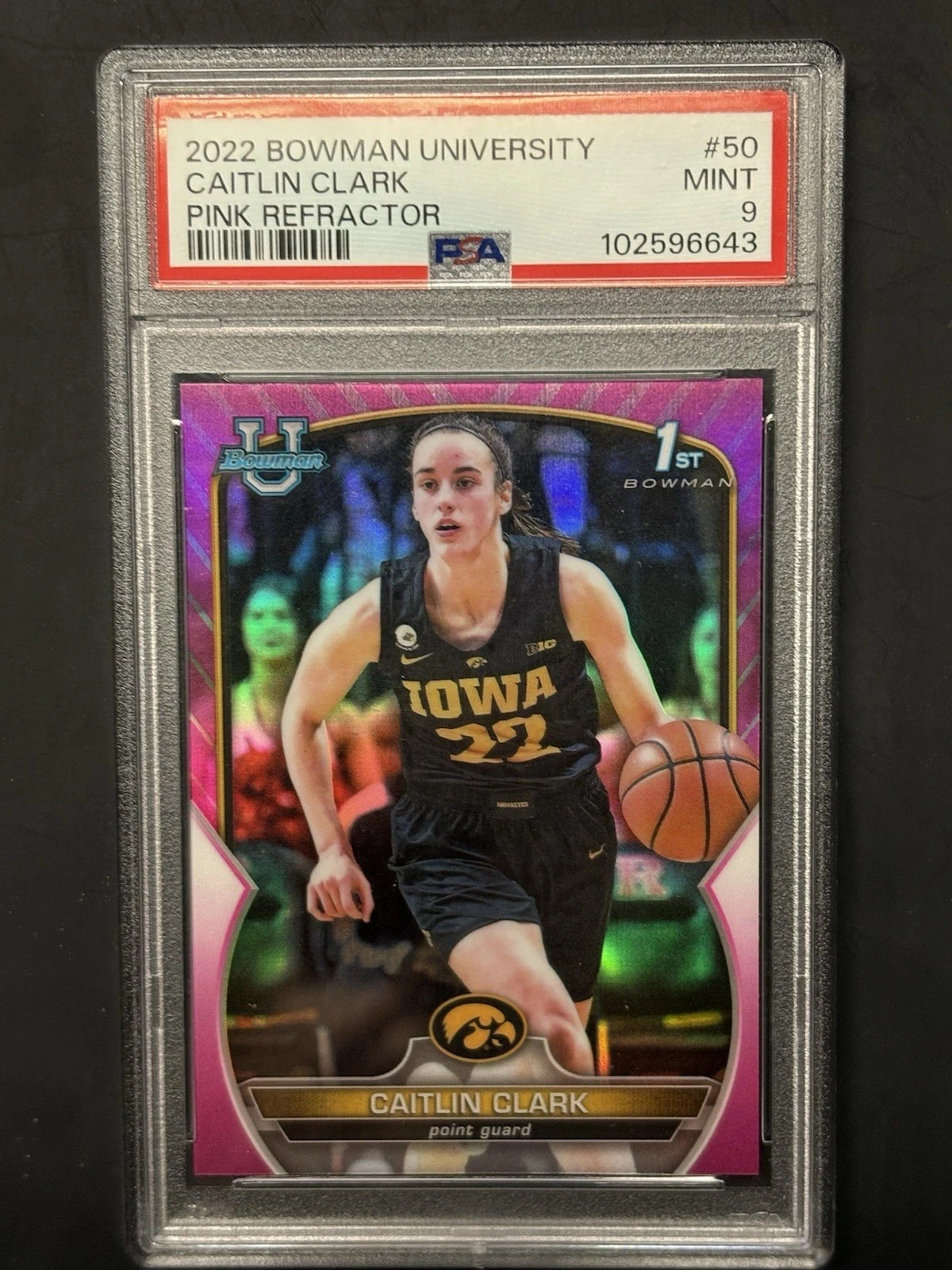 2022 Bowman U Chrome Caitlin Clark 1st Bowman Pink Refractor #50 PSA 9 Iowa 2022 Bowman U Chrome Caitlin Clark 1st Bowman Pink Refractor #50 PSA 9 Iowa