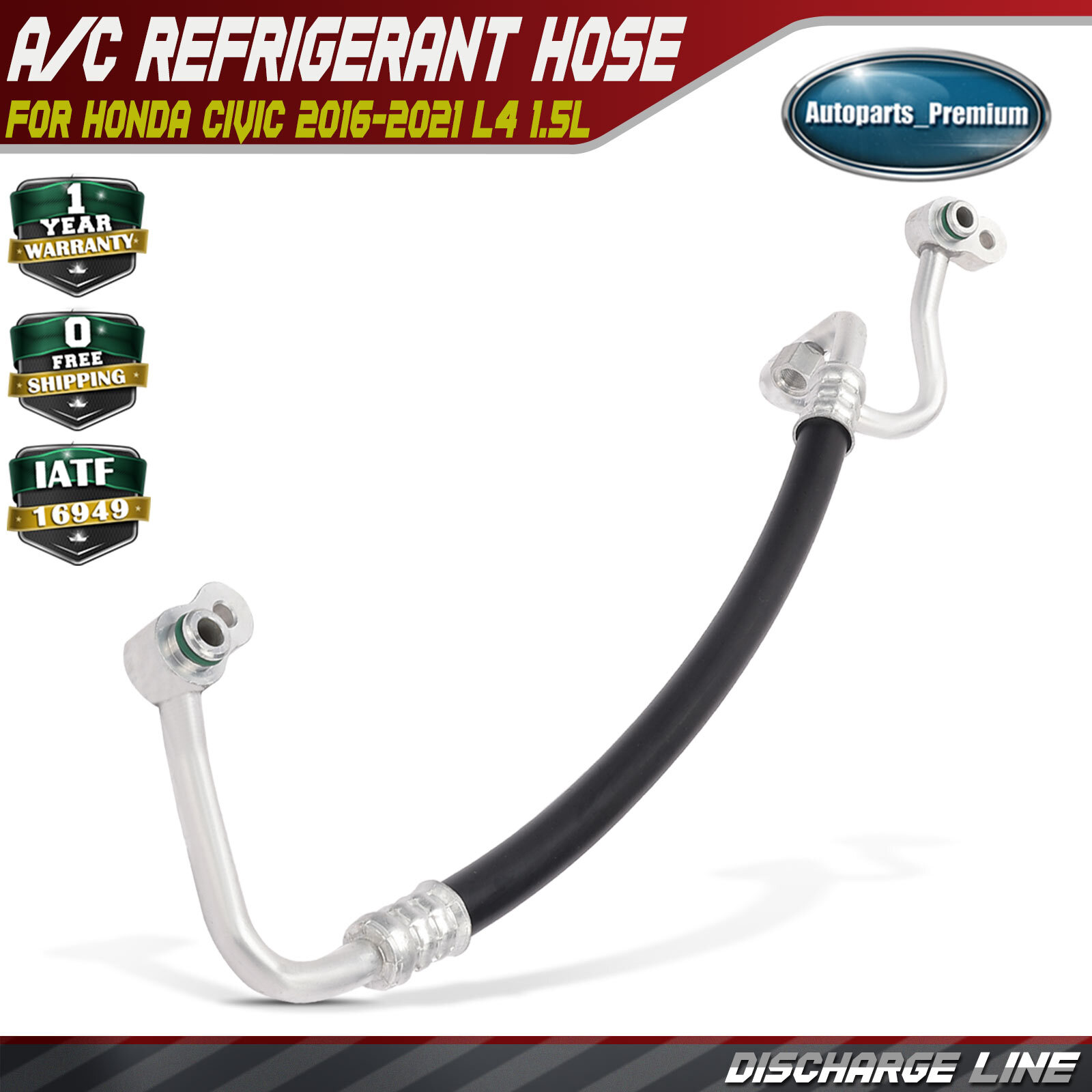 New A/C Discharge Line for Honda Civic 2016-2021 L4 1.5L Compressor to Condenser
