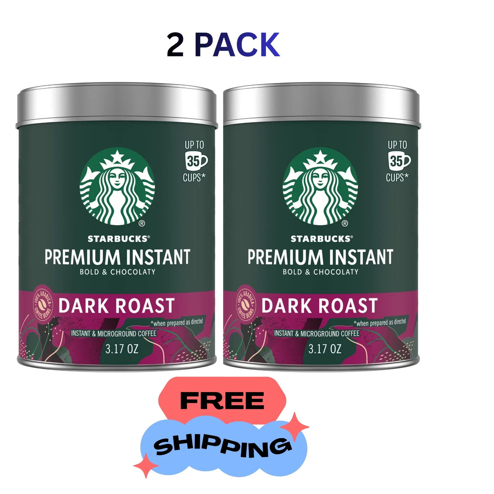 Starbucks Premium Instant Coffee, Dark Roast Coffee Arabica Beans 3.17oz (2PACK) Starbucks Premium Instant Coffee, Dark Roast Coffee Arabica Beans 3.17oz (2PACK)