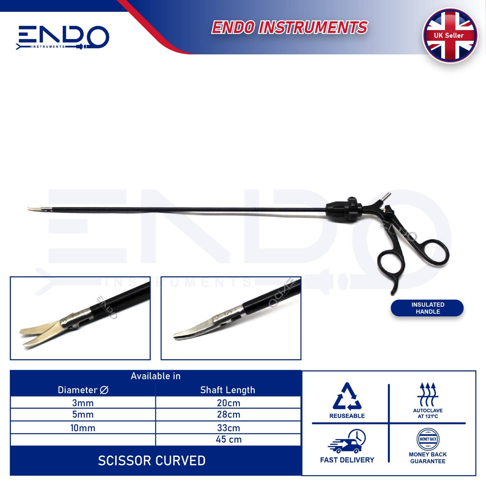 ENDO New 5mm 45cm Laparoscopic Metzenbaum Scissor Curved Bariatric Scissors CE