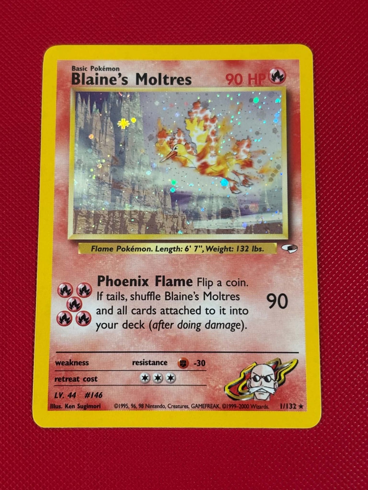 POKEMON Blaine\'s Moltres - Gym Heroes 1/132 Holo Rare - NM SWIRL 🌀 CLEAN